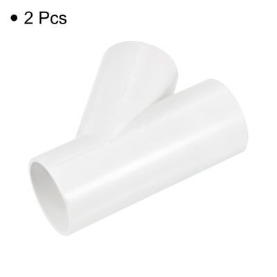 Harfington 40mm PVC Pipe Fittings 2pcs 3 Way 45 Degree Angle Water Joint Connector Adapter