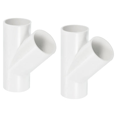 Harfington 40mm PVC Pipe Fittings 2pcs 3 Way 45 Degree Angle Water Joint Connector Adapter