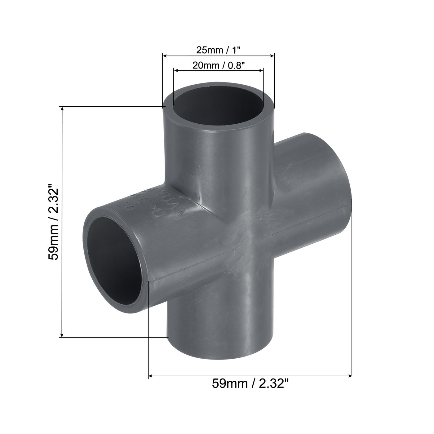 Harfington 20mm PVC Water Pipe Fittings 4 Way Tee Cross Joint Connectors Adapters