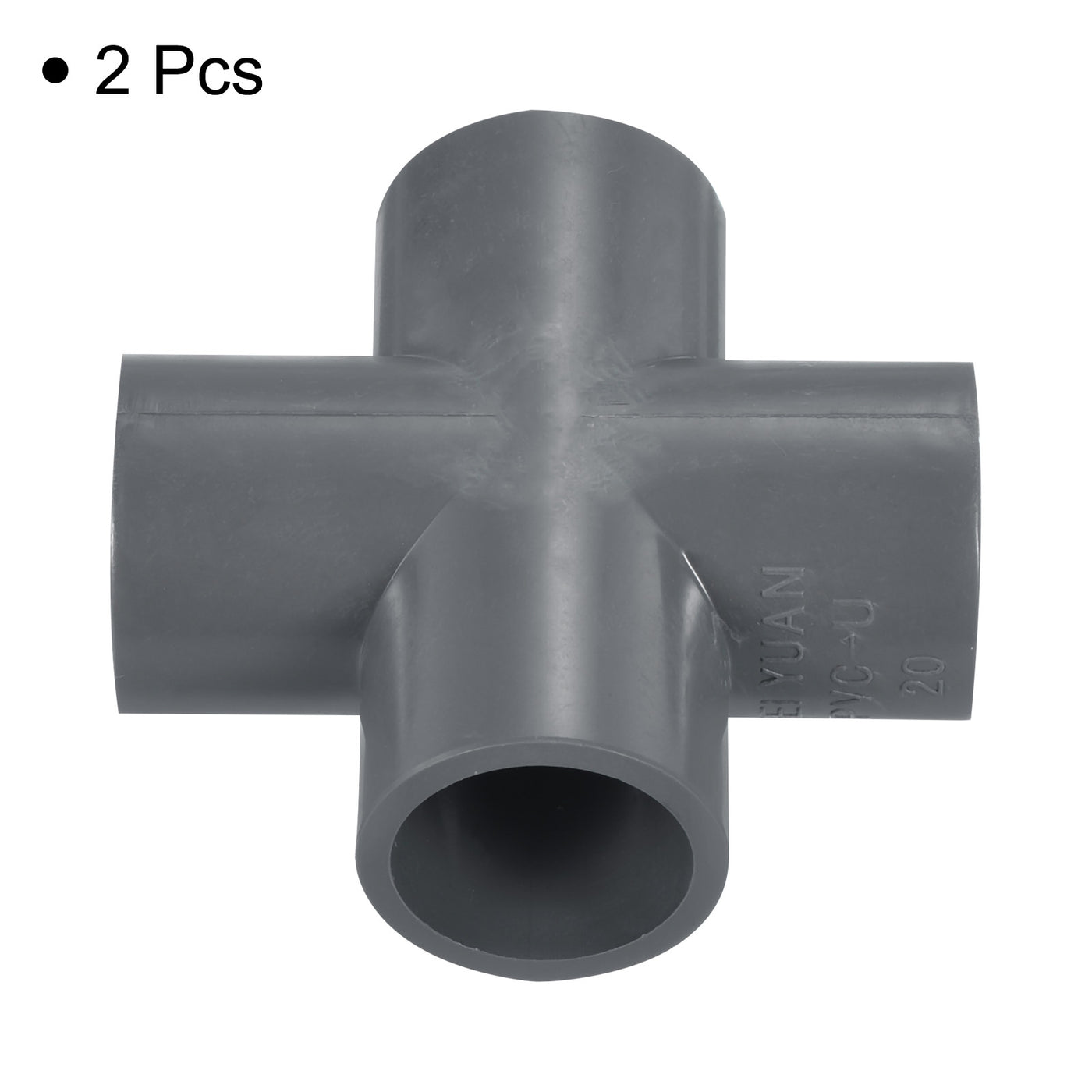 Harfington 2pcs 20mm PVC Water Pipe Fittings 4 Way Tee Cross Joint Connectors Adapters