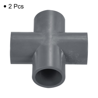 Harfington 2pcs 20mm PVC Water Pipe Fittings 4 Way Tee Cross Joint Connectors Adapters