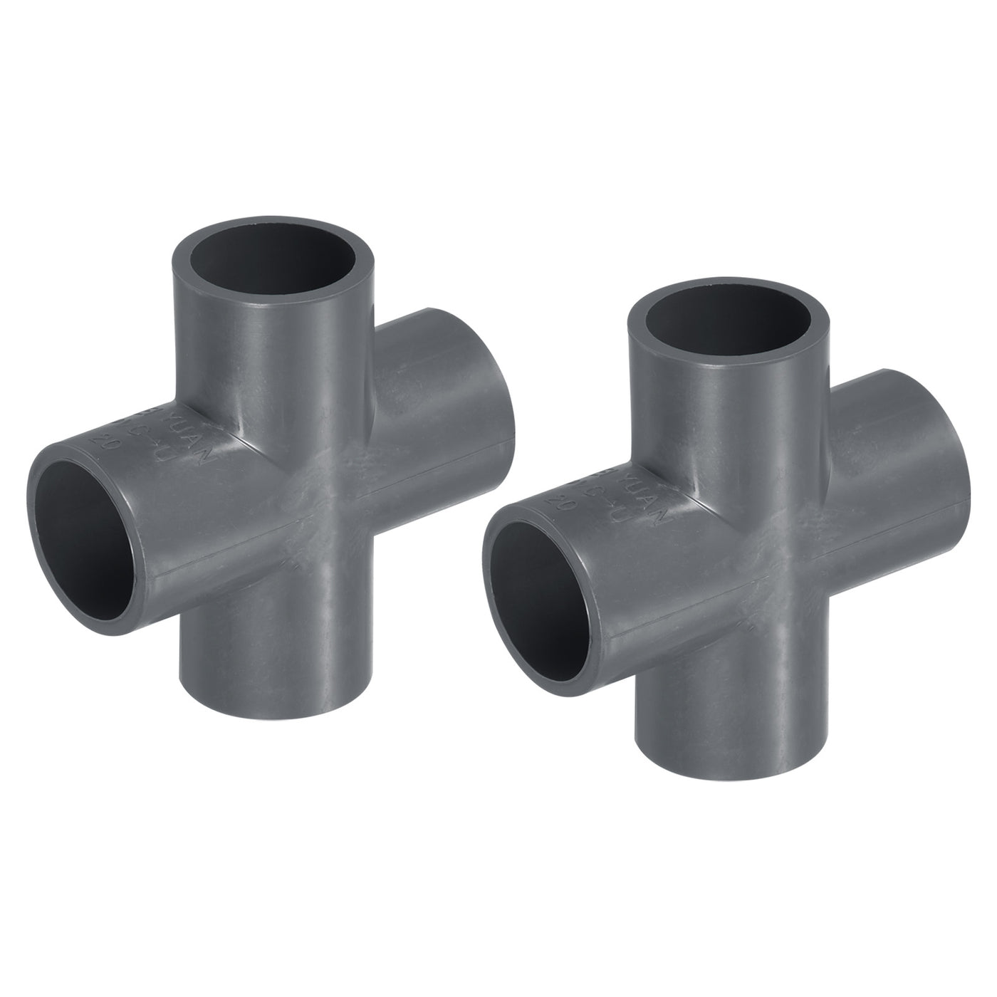 Harfington 2pcs 20mm PVC Water Pipe Fittings 4 Way Tee Cross Joint Connectors Adapters