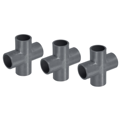 Harfington 3pcs 20mm PVC Water Pipe Fittings 4 Way Tee Cross Joint Connectors Adapters