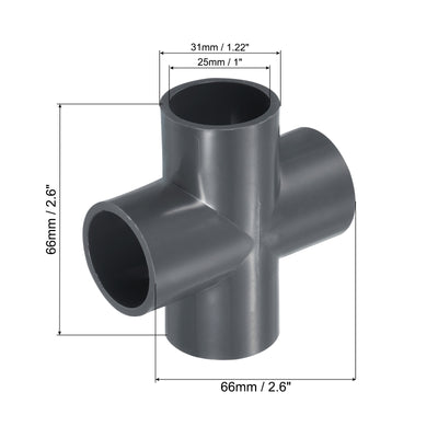 Harfington 2pcs 25mm PVC Water Pipe Fittings 4 Way Tee Cross Joint Connectors Adapters