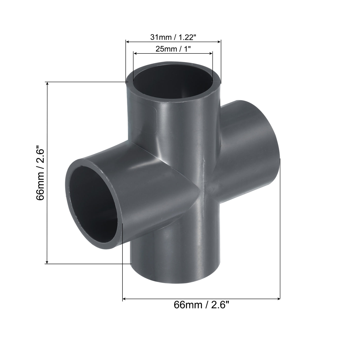 Harfington 3pcs 25mm PVC Water Pipe Fittings 4 Way Tee Cross Joint Connectors Adapters