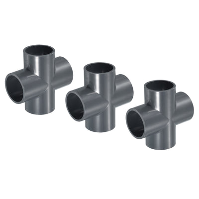 Harfington 3pcs 32mm PVC Water Pipe Fittings 4 Way Tee Cross Joint Connectors Adapters