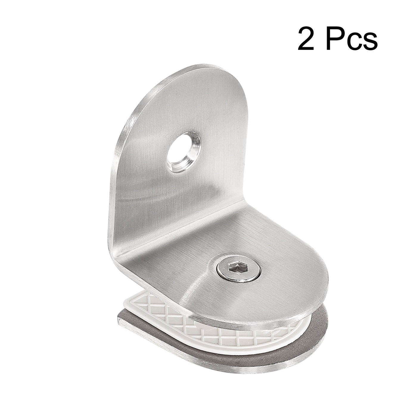 uxcell Uxcell Stainless Steel Round Glass Clamp, 90 Degree Single Side Glass Bracket Clip for Shower Door