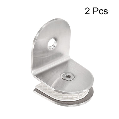 Harfington Uxcell Stainless Steel Round Glass Clamp, 90 Degree Single Side Glass Bracket Clip for Shower Door