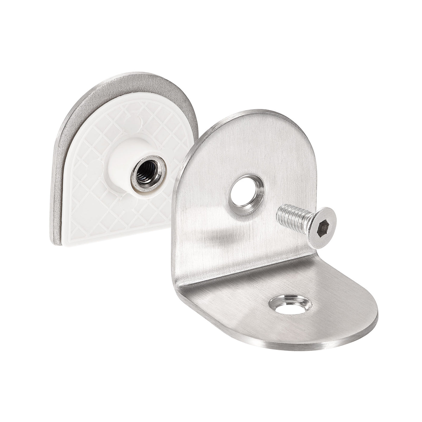 uxcell Uxcell Stainless Steel Round Glass Clamp, 90 Degree Single Side Glass Bracket Clip for Shower Door