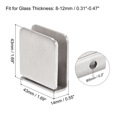 Harfington Uxcell Stainless Steel Square Glass Clamp, Glass Bracket Clip for Shower Door