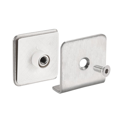 Harfington Uxcell Stainless Steel Square Glass Clamp, Glass Bracket Clip for Shower Door