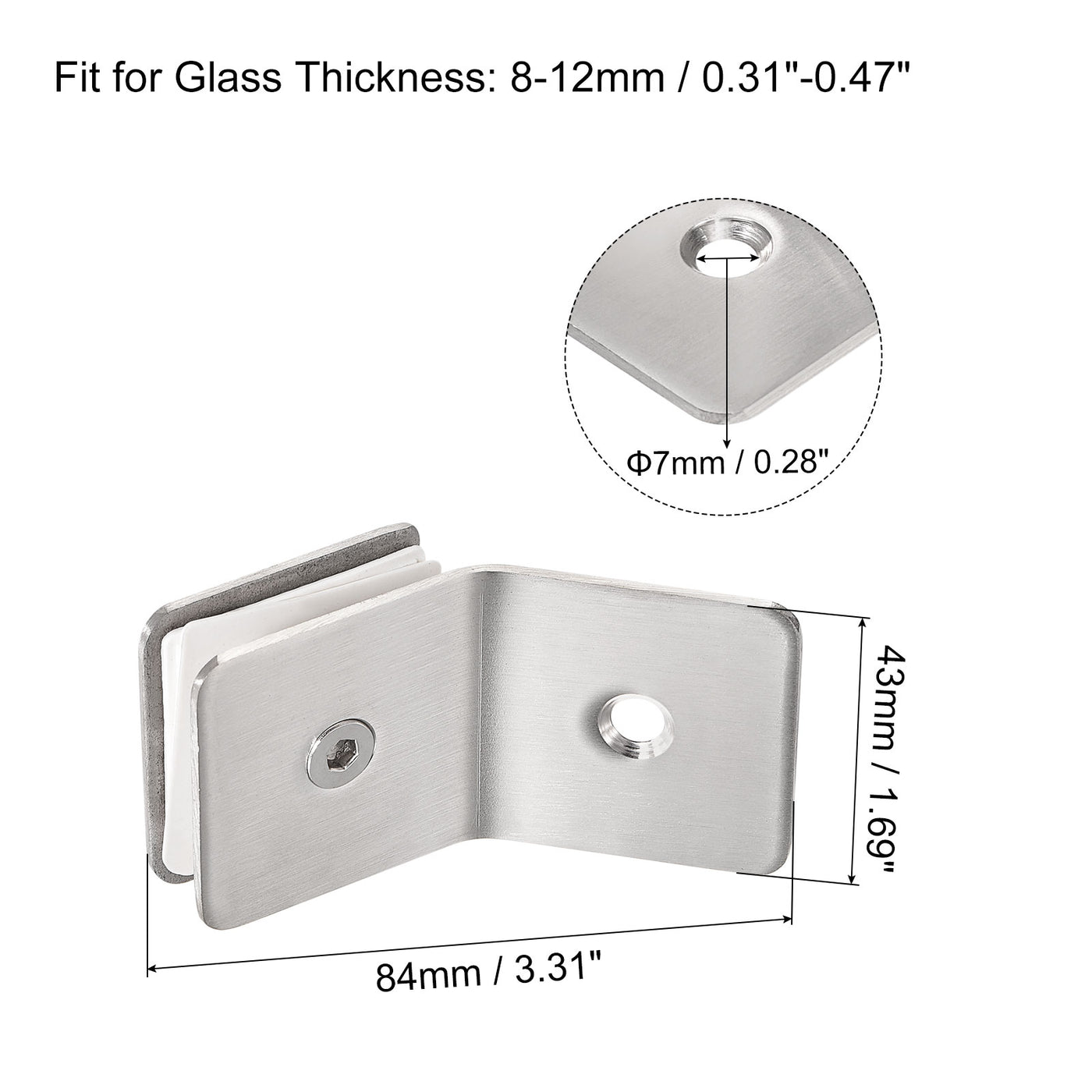 uxcell Uxcell Stainless Steel Square Glass Clamp, 135 Degree Single Side Glass Bracket Clip for Shower Door