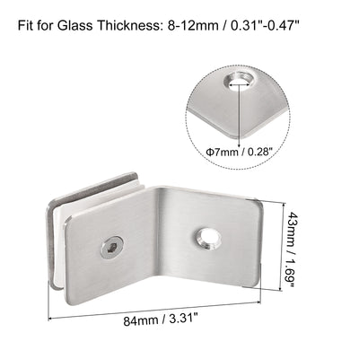 Harfington Uxcell Stainless Steel Square Glass Clamp, 135 Degree Single Side Glass Bracket Clip for Shower Door