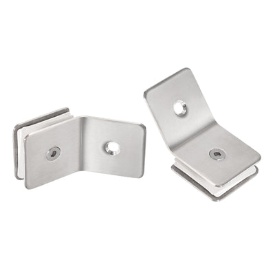 Harfington Uxcell Stainless Steel Square Glass Clamp, 135 Degree Single Side Glass Bracket Clip for Shower Door