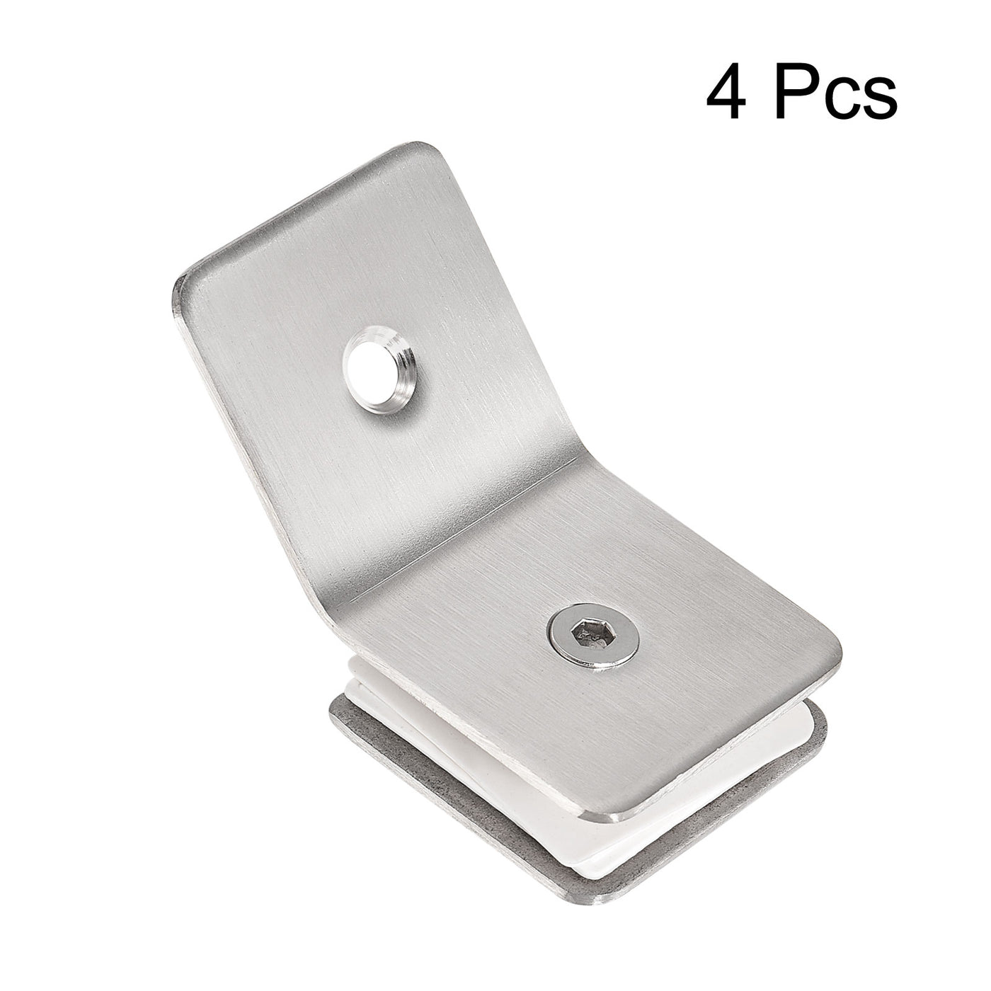 uxcell Uxcell Stainless Steel Square Glass Clamp, 135 Degree Single Side Glass Bracket Clip for Shower Door