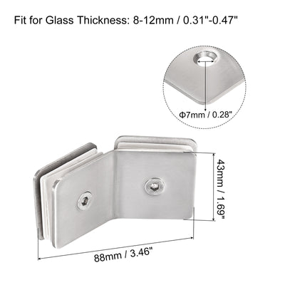 Harfington Uxcell Stainless Steel Square Glass Clamp, 135 Degree Double Side Glass Bracket Clip for Shower Door