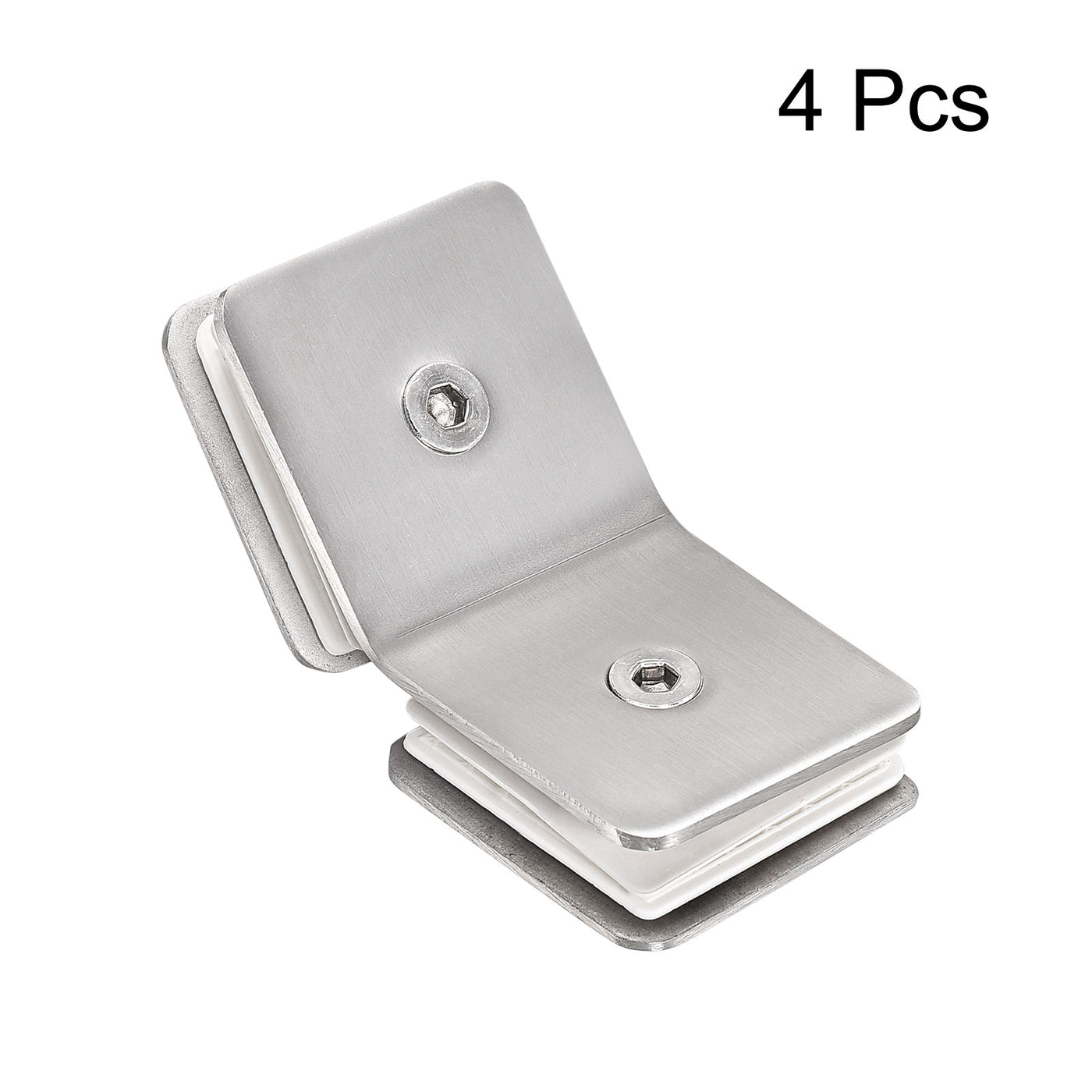 uxcell Uxcell Stainless Steel Square Glass Clamp, 135 Degree Double Side Glass Bracket Clip for Shower Door