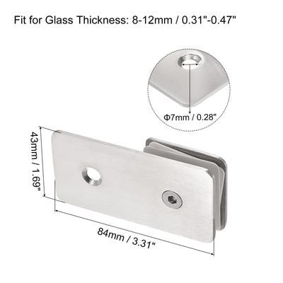 Harfington Uxcell Stainless Steel Square Glass Clamp, 180 Degree Single Side Glass Bracket Clip for Shower Door