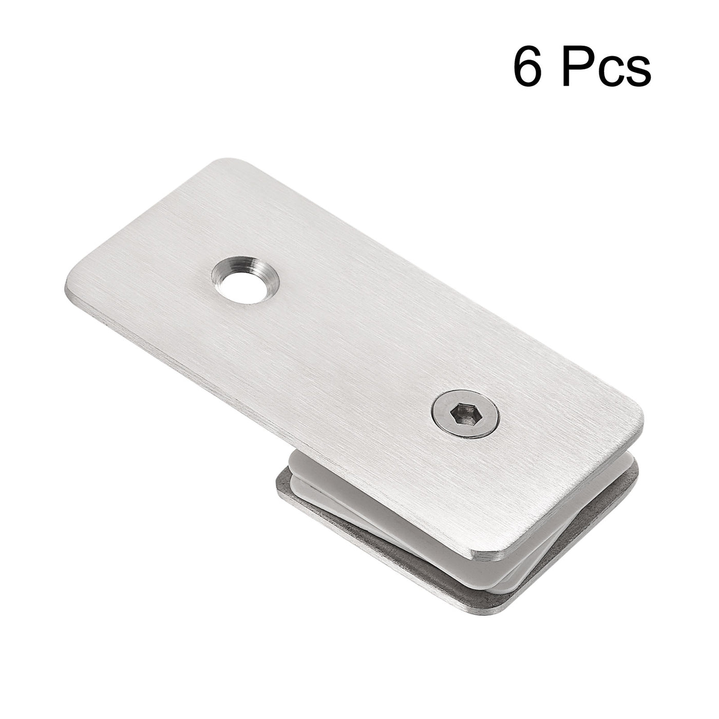 uxcell Uxcell Stainless Steel Square Glass Clamp, 180 Degree Single Side Glass Bracket Clip for Shower Door