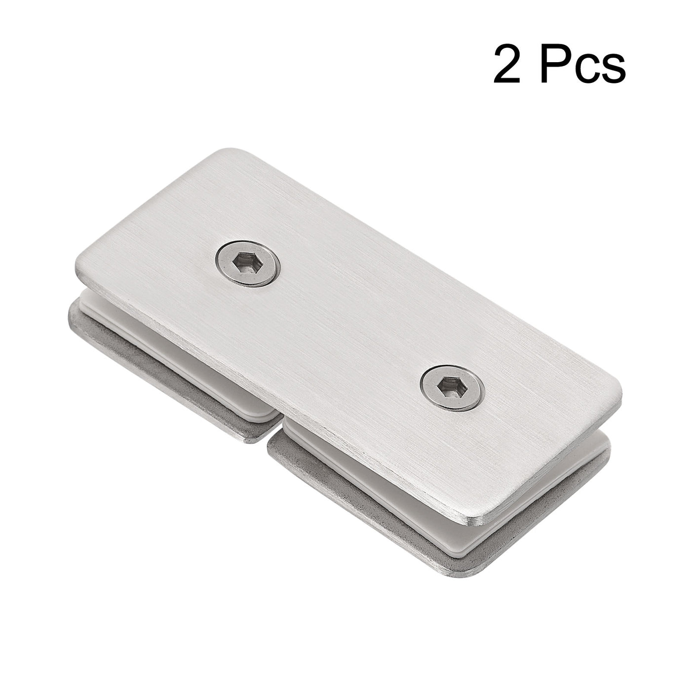 uxcell Uxcell Stainless Steel Square Glass Clamp, 180 Degree Double Side Glass Bracket Clip for Shower Door