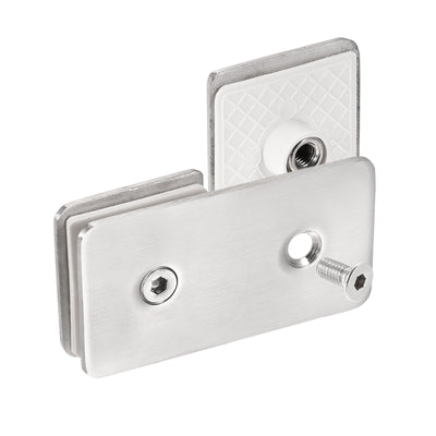 Harfington Uxcell Stainless Steel Square Glass Clamp, 180 Degree Double Side Glass Bracket Clip for Shower Door