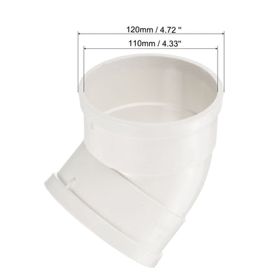 Harfington PVC Water Pipe 45 Degree Elbow Fitting 110mm ID Tube Eccentric Connector Adapter, White Pack of 2