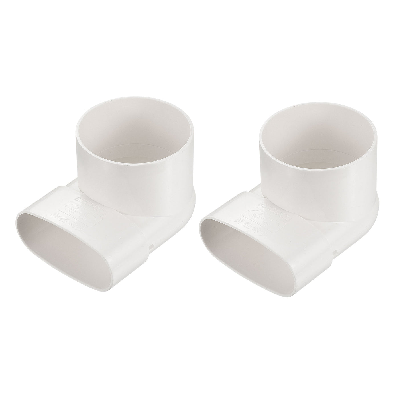 Harfington PVC Water Pipe 90 Degree Reducing Elbow Coupling Fitting 85x75mm ID Tube Reducer Connector Adapter, White Pack of 2