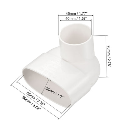 Harfington PVC Water Pipe 90 Degree Reducing Elbow Coupling Fitting 85x40mm ID Tube Reducer Connector Adapter, White Pack of 1