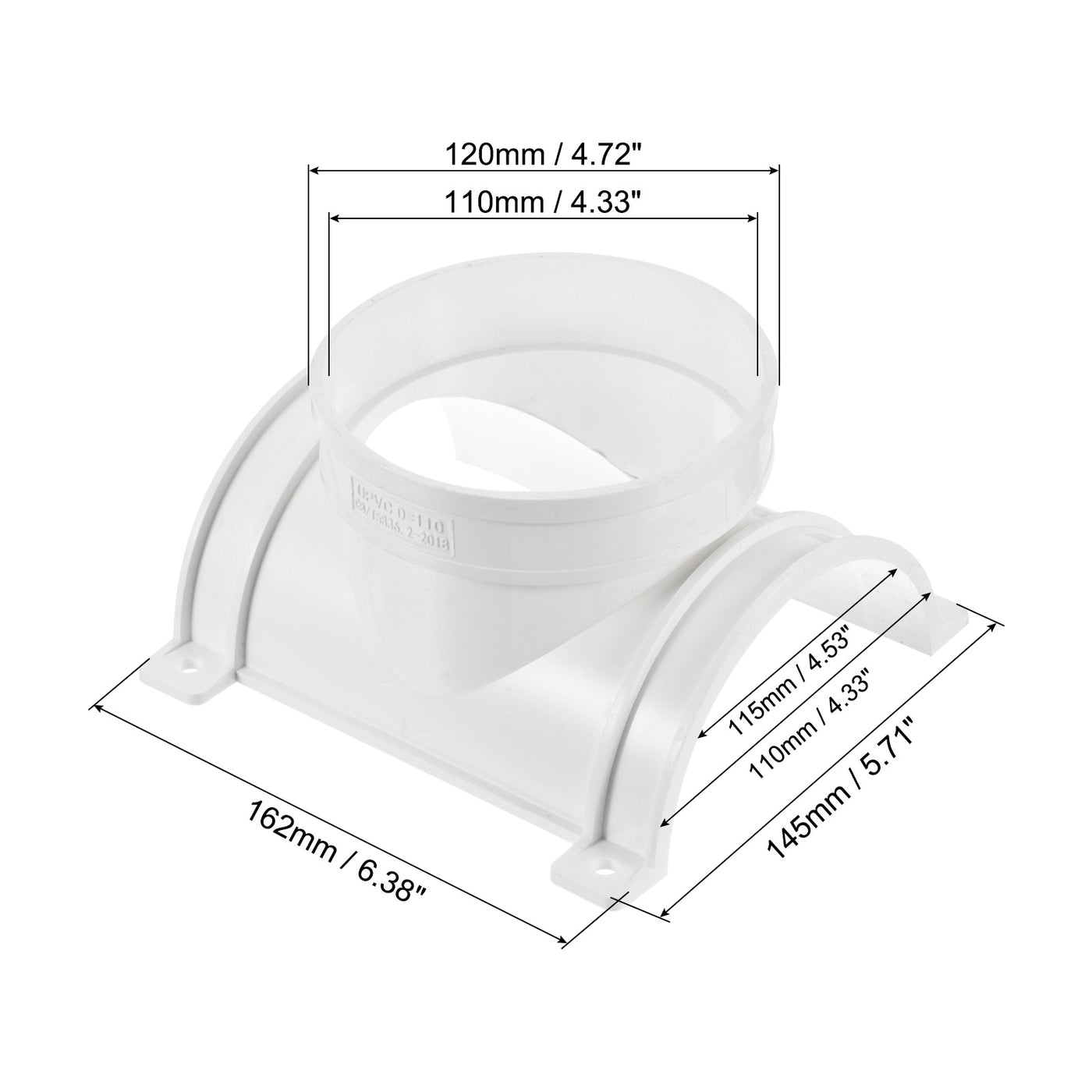 Harfington 110x110mm PVC Leitung 3-Weg Sattel T-Stück Kit 1Pack Adapter Kreuzung für Garten