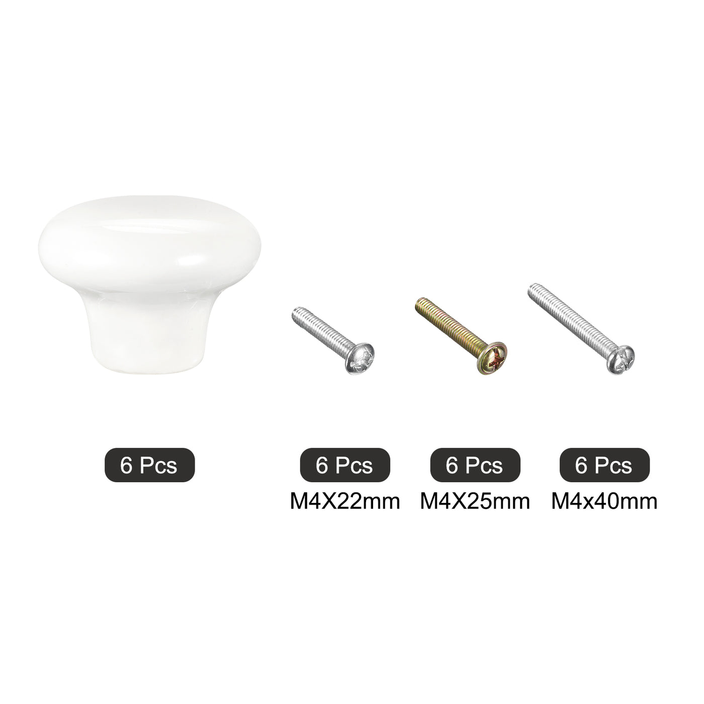 uxcell Uxcell Ceramic Drawer Knobs 6pcs Mushroom Shape Pulls 0.94"x1.26" for Dresser(White)