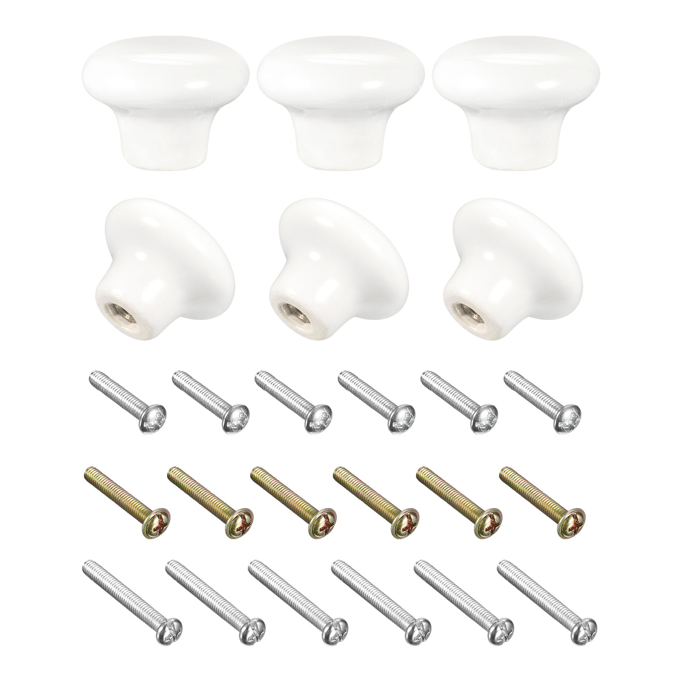 uxcell Uxcell Ceramic Drawer Knobs 6pcs Mushroom Shape Pulls 0.94"x1.26" for Dresser(White)