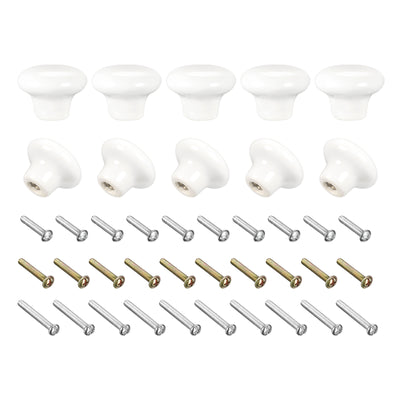 uxcell Uxcell Ceramic Drawer Knobs 15pcs Mushroom Shape Pulls 0.94"x1.26" for Dresser(White)