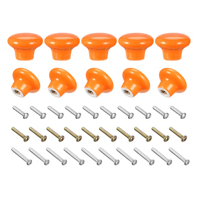 uxcell Uxcell Ceramic Drawer Knobs 10pcs Mushroom Shape Pulls 0.94"x1.26" for Dresser(Orange)