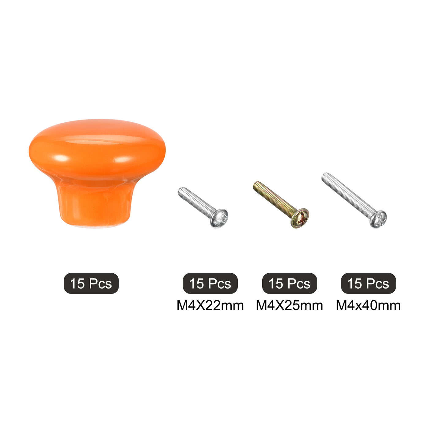 uxcell Uxcell Ceramic Drawer Knobs 15pcs Mushroom Shape Pulls 0.94"x1.26" for Dresser(Orange)