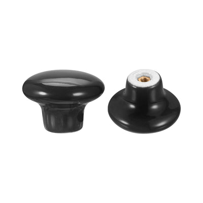 Harfington Uxcell Ceramic Drawer Knobs 6pcs Mushroom Shape Pulls 1.1"x1.5" for Dresser(Black)