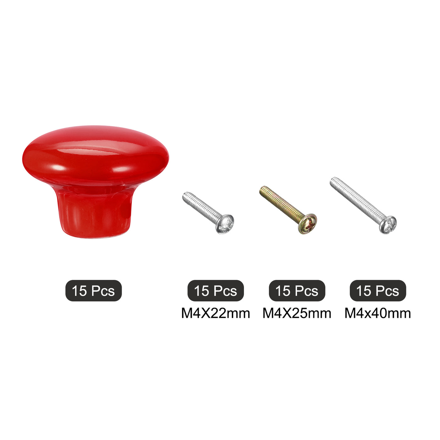 uxcell Uxcell Ceramic Drawer Knobs 15pcs Mushroom Shape Pulls 1.1"x1.5" for Dresser(Red)