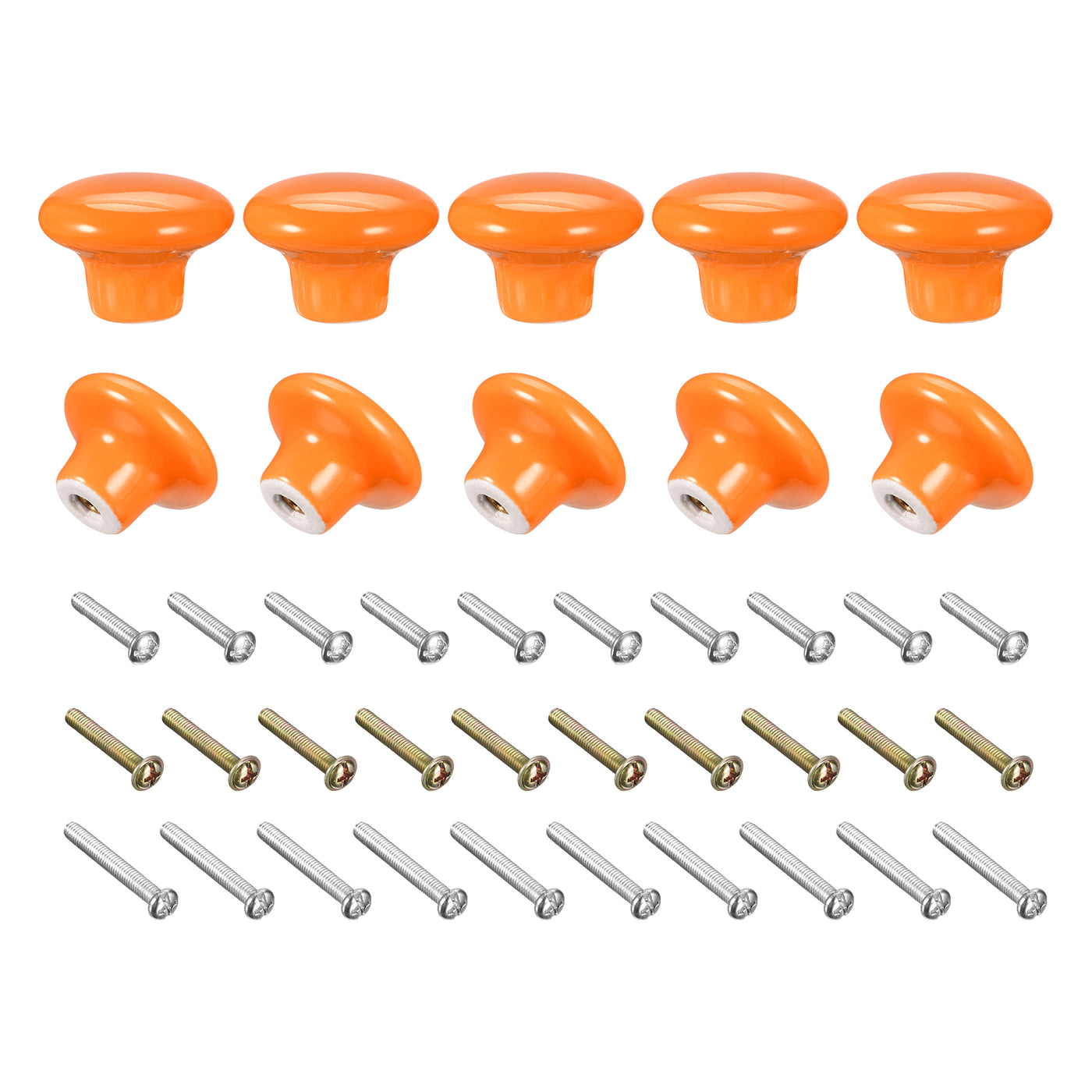 uxcell Uxcell Ceramic Drawer Knobs 10pcs Mushroom Shape Pulls 1.1"x1.5" for Dresser(Orange)