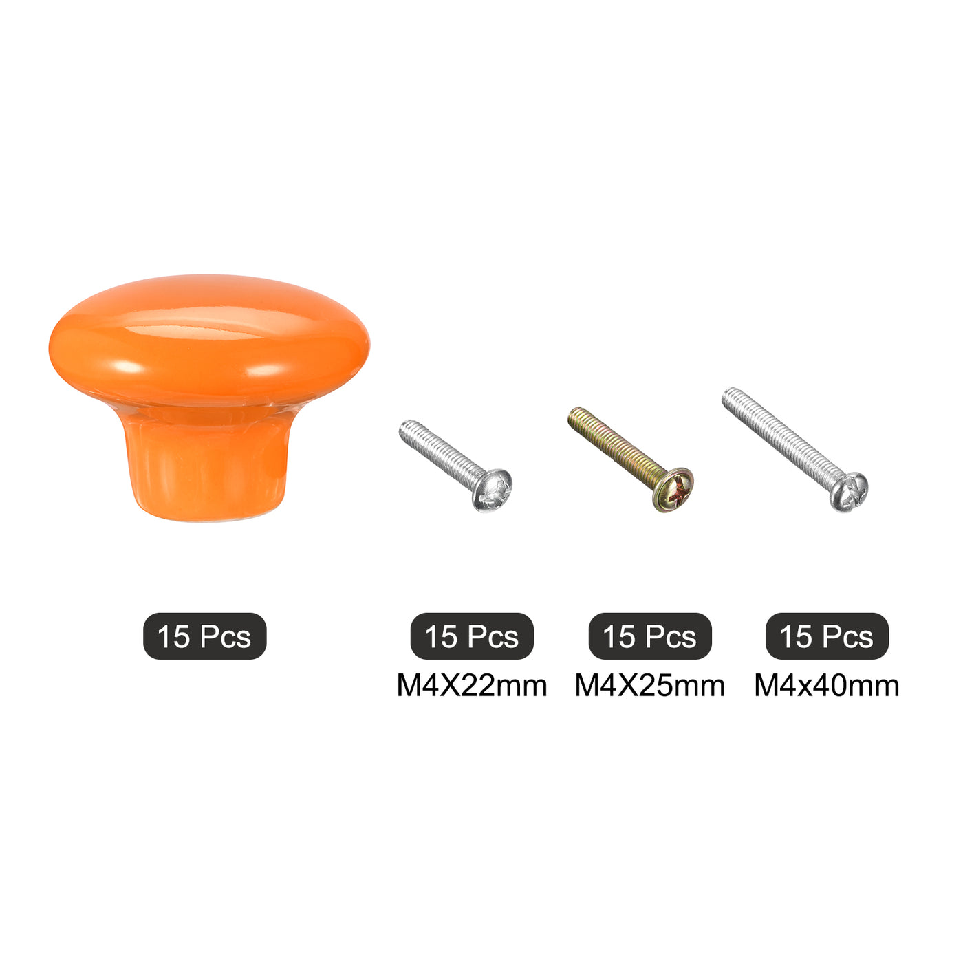 uxcell Uxcell Ceramic Drawer Knobs 15pcs Mushroom Shape Pulls 1.1"x1.5" for Dresser(Orange)