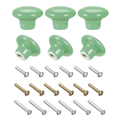 uxcell Uxcell Ceramic Drawer Knobs 6pcs Mushroom Shape Pulls 1.1"x1.5" for Dresser(Green)