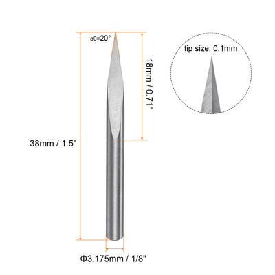 Harfington 1/8" Shank 0.1mm Tip 20 Degree Carbide Engraving CNC Bit with Plastic Box 2pcs