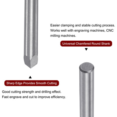 Harfington 1/8" Shank 0.1mm Tip 90 Degree Carbide Engraving CNC Bit with Plastic Box 2pcs