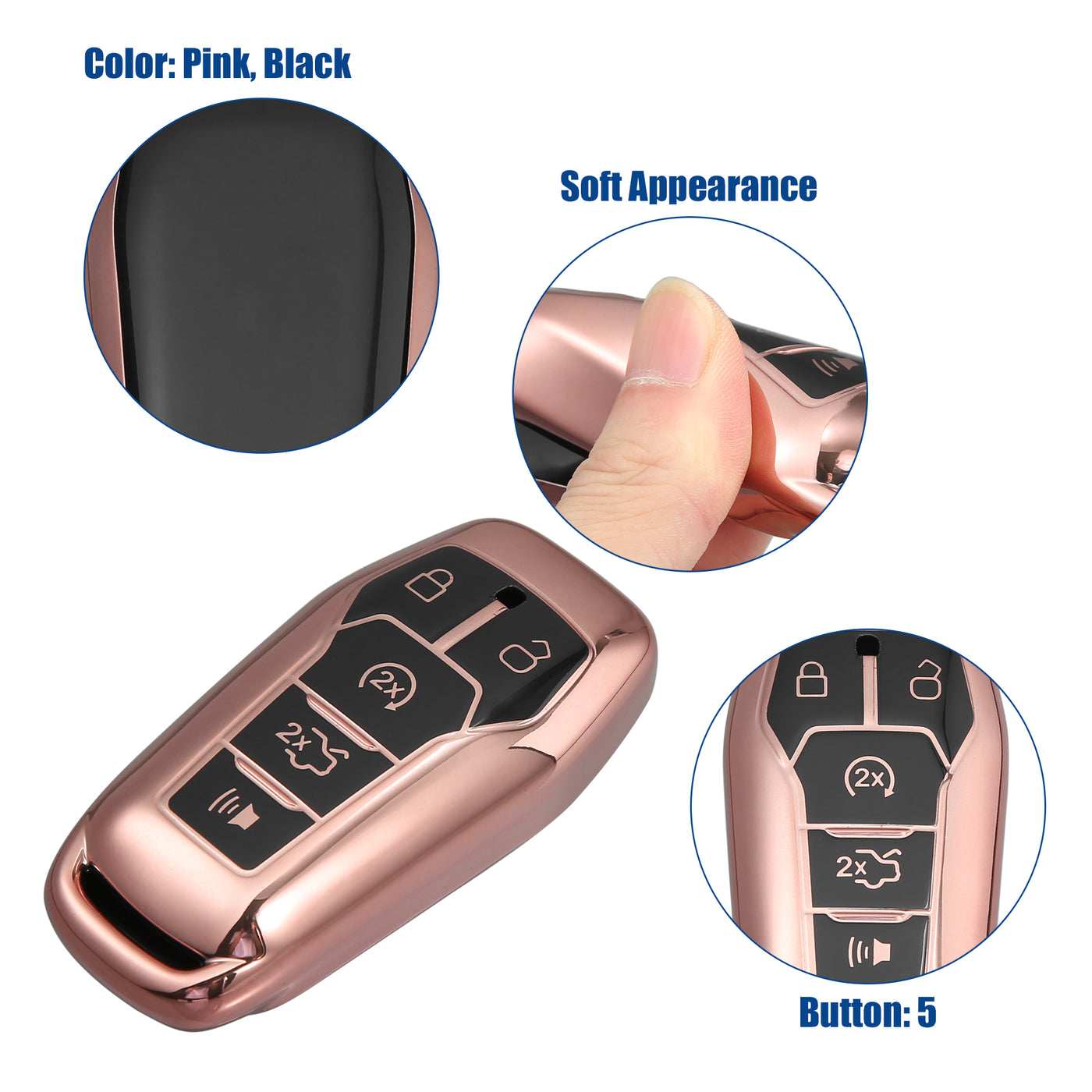 ACROPIX Remote Key Fob Case Cover Fit for Ford Focus - Pack of 1 Pink