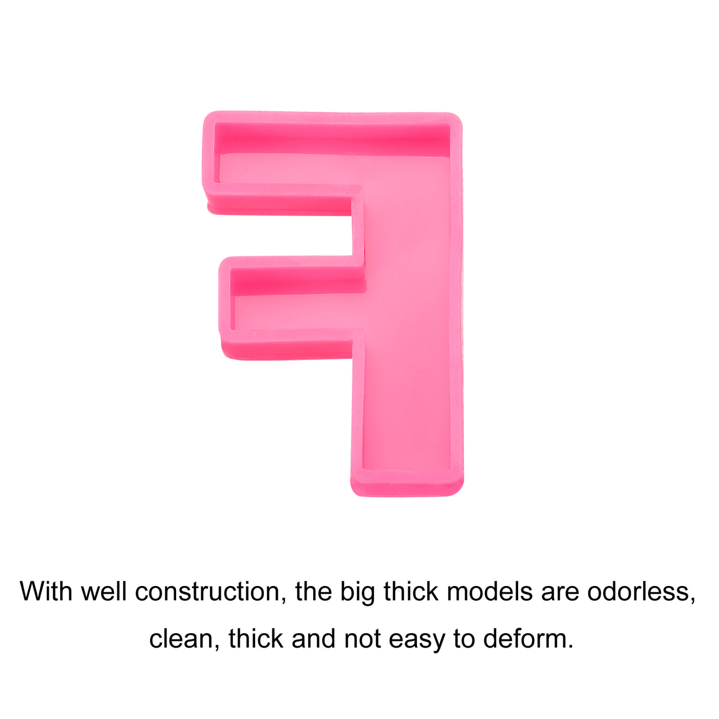 Harfington Silicone Resin Letter Mold 3D Mold for Epoxy Resin Art Large F Pink 4inch