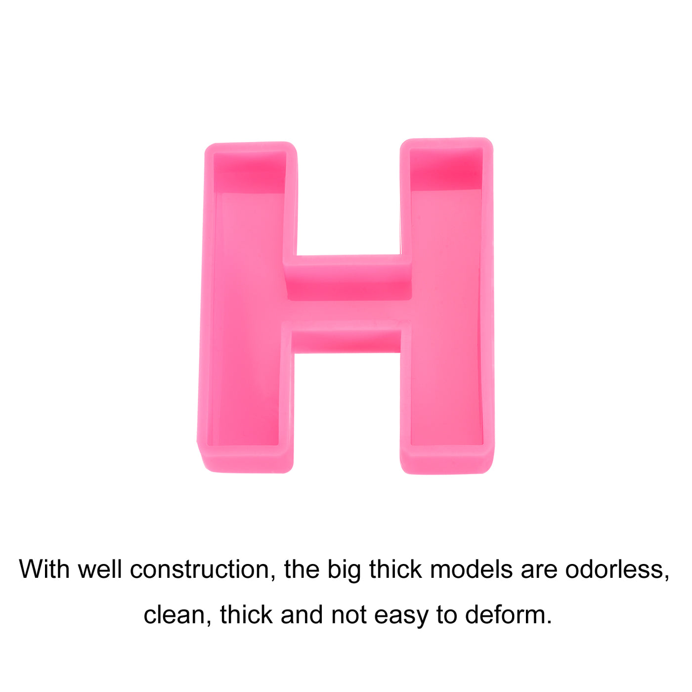 Harfington Silicone Resin Letter Mold 3D Mold for Epoxy Resin Art Large H Pink 4inch