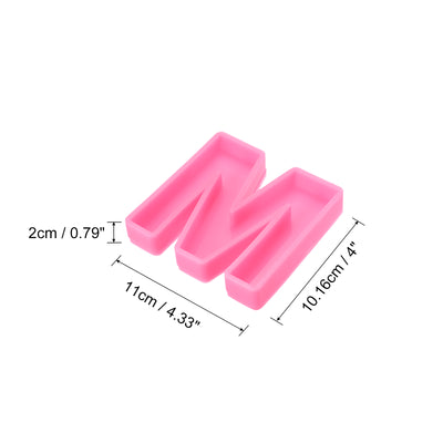 Harfington Silicone Resin Letter Mold 3D Mold for Epoxy Resin Art Large M Pink 4inch