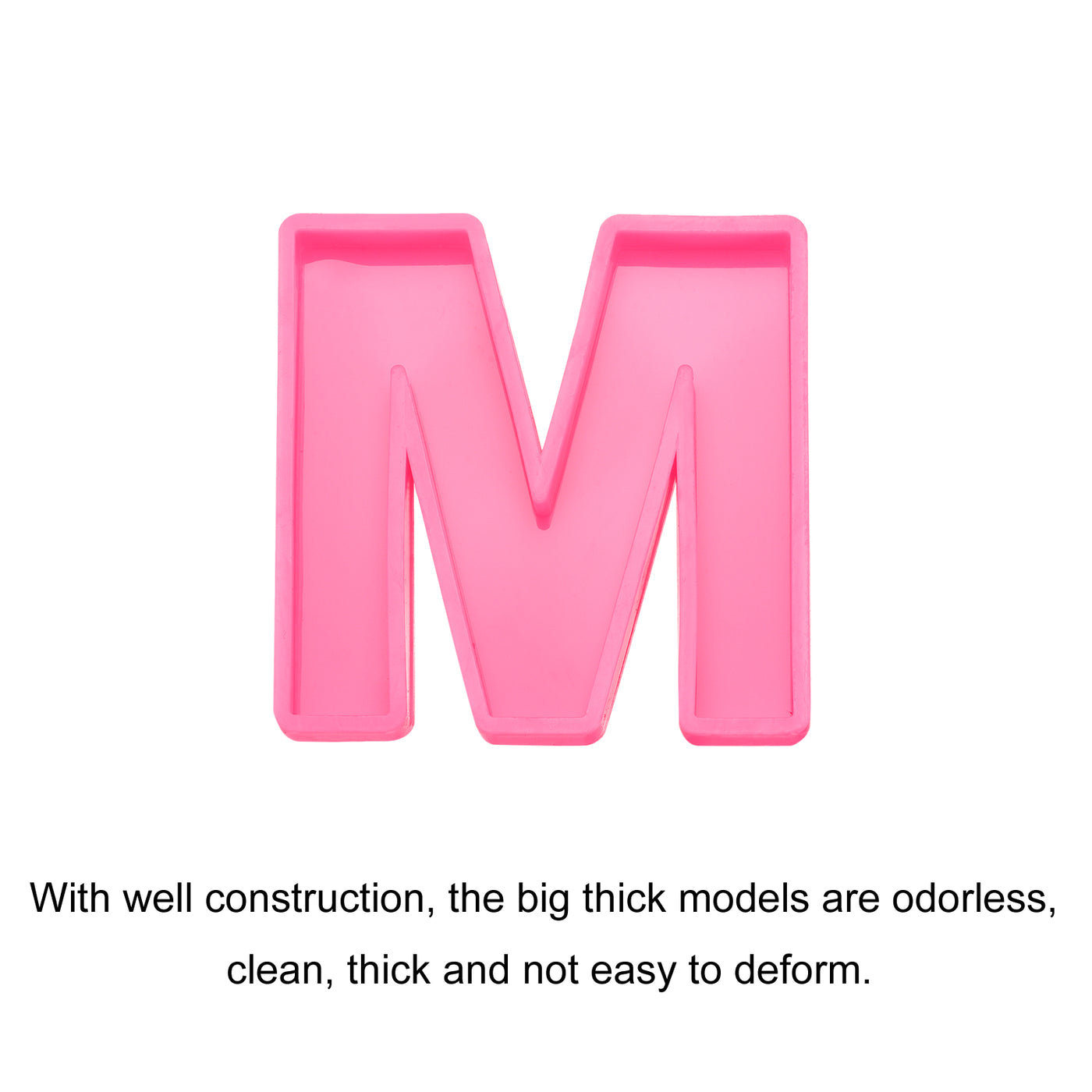 Harfington Silicone Resin Letter Mold 3D Mold for Epoxy Resin Art Large M Pink 4inch