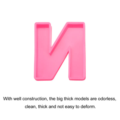 Harfington Silicone Resin Letter Mold 3D Mold for Epoxy Resin Art Large N Pink 4inch