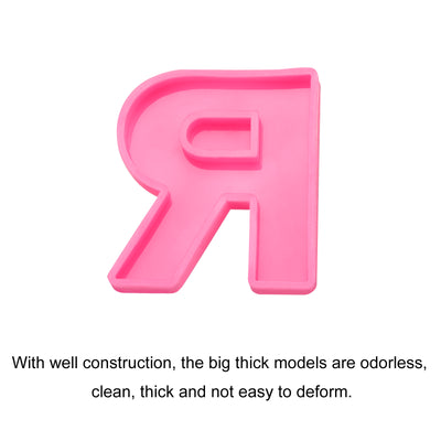 Harfington Silicone Resin Letter Mold 3D Mold for Epoxy Resin Art Large R Pink 4inch