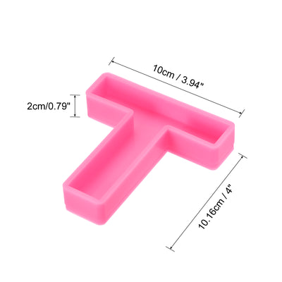 Harfington Silicone Resin Letter Mold 3D Mold for Epoxy Resin Art Large T Pink 4inch