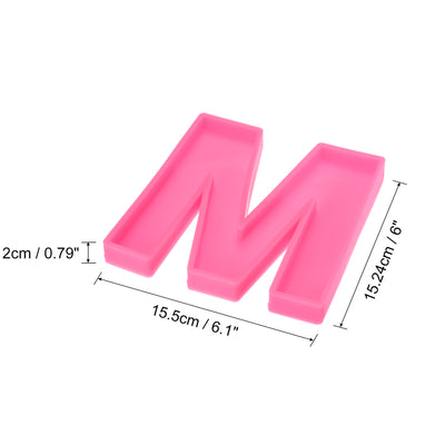 Harfington Silicone Resin Letter Mold 3D Mold for Epoxy Resin Art Large M Pink 6inch